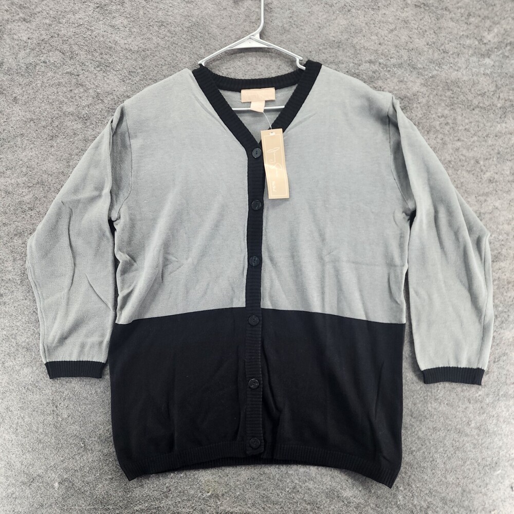 Jimmy Garcia Sweater Womens Small Button Up 3/4 Sleeve Gray